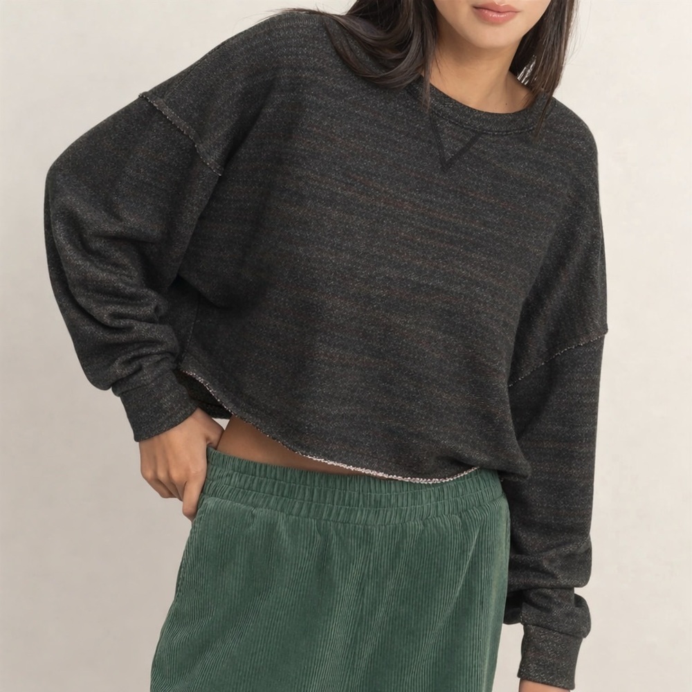 NEW HYFVE Double Zero Cropped Sweatshirt Oversized Crewneck Lounge Top Large